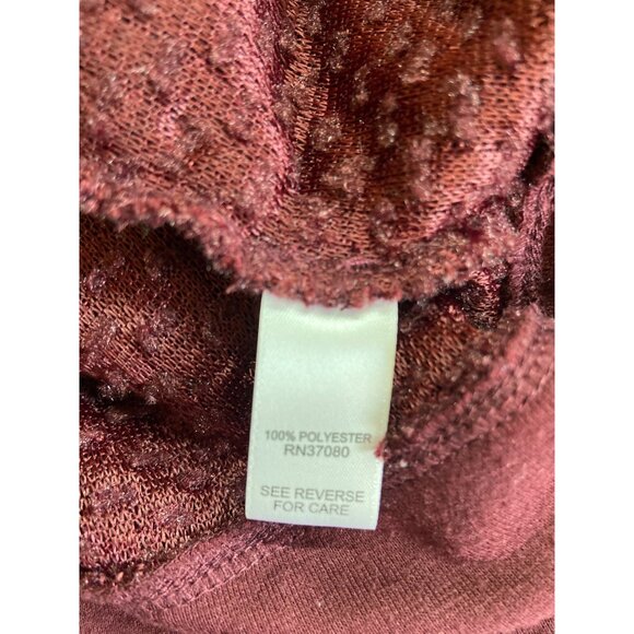 Cato 1946 Textured Fuzzy Sweater Women’s M Burgundy Cozy Y2K Retro Shaggy Chic - Picture 5 of 9